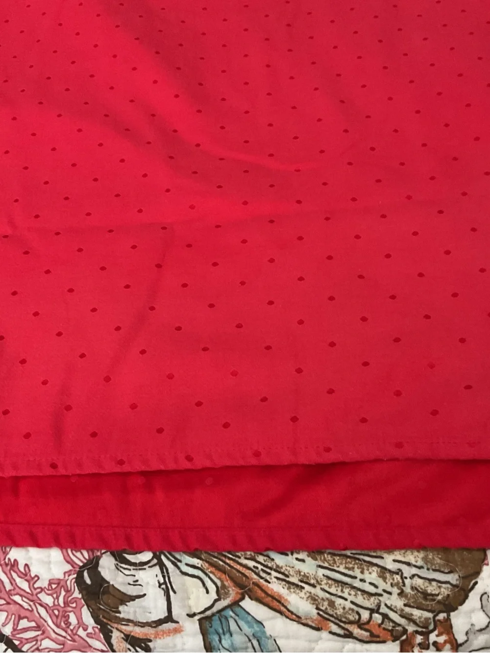 kate spade red tablecloth  with textured dots